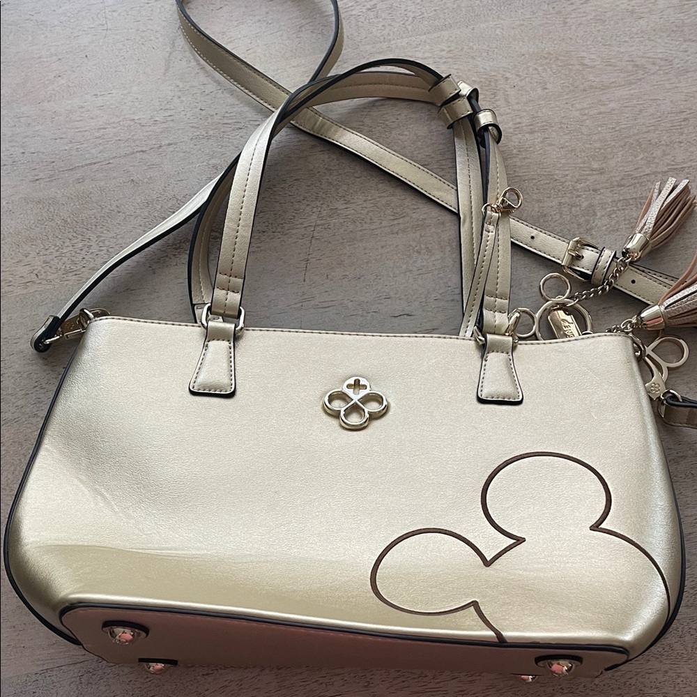Disney Metallic Gold Shoulder Bag with Mickey Design by Jaime Ibiza - Picture 6 of 13